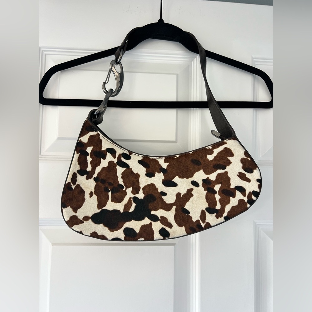 Dolce Vita Brown and White Cow Print Shoulder Bag